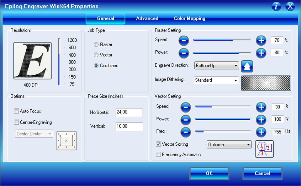 epilog-material-settings