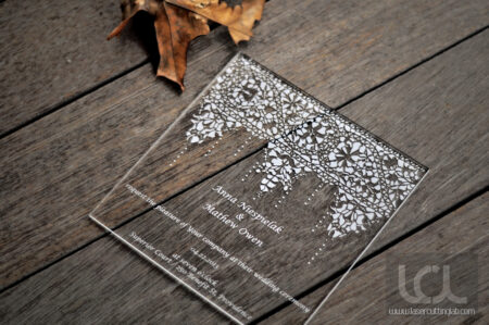 Laser Engraved Clear Acrylic Wedding Invitations