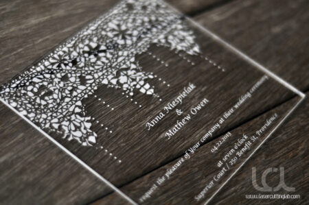 Laser Engraved Clear Acrylic Wedding Invitations