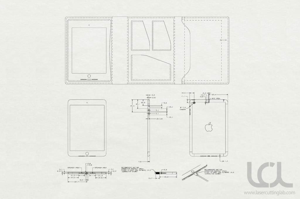 ut LEather iPad Case Design CADipad-case-leather-laser-cut