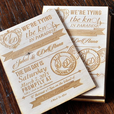 Vintage Wood Wedding Invitations - 5