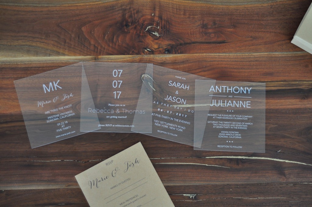 Laser Engraved Acrylic Wedding Invitations