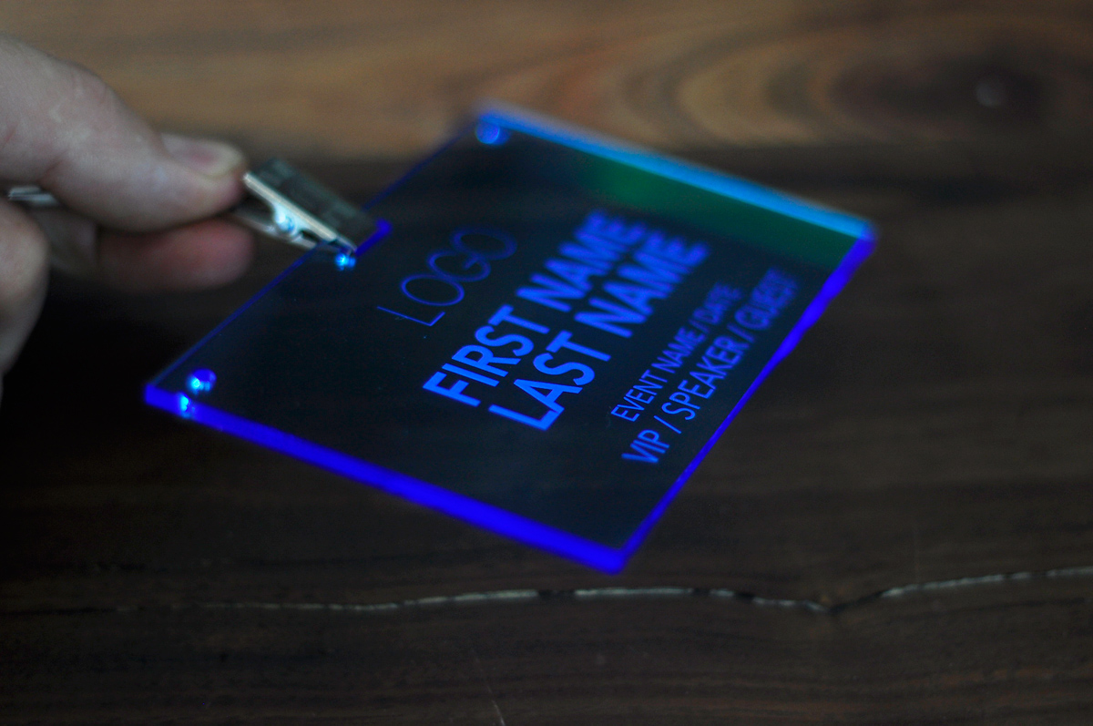 Laser Engraved Fluorescent Blue Conference And Event Badges Laser